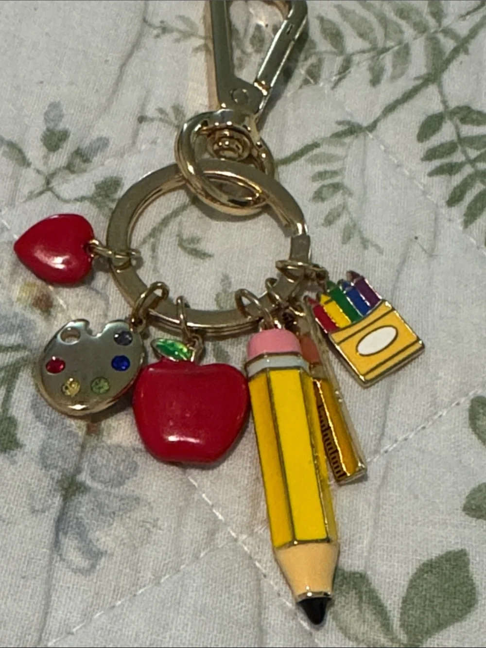 True To Form Teacher Key Chain Gold Tone Bag Clip Apple School